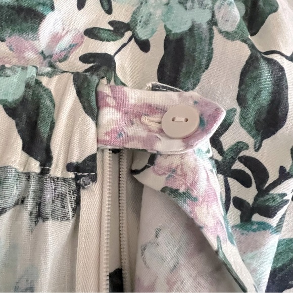 J.Jill Linen Stretch Fresh Spring Floral Cropped 3 Button Ankle Side Zip Pant M - Picture 6 of 14